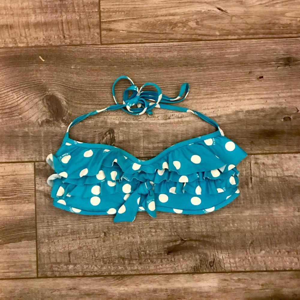 Blue Poka-Dot Bikini Top!